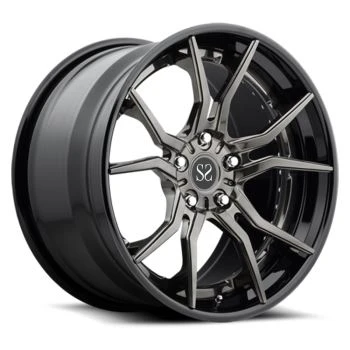 Gun Metal Center Black Barrel 2 PC Alloy Forged Rims