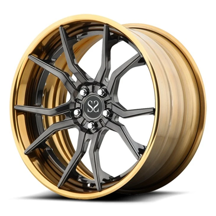 2 Pieces 5x112 5x120 5x130 Golden Rims Black Machine Face Forged Alloy18 19 20 21 22 For Porsche BMW Audi Benz Custom Wheels